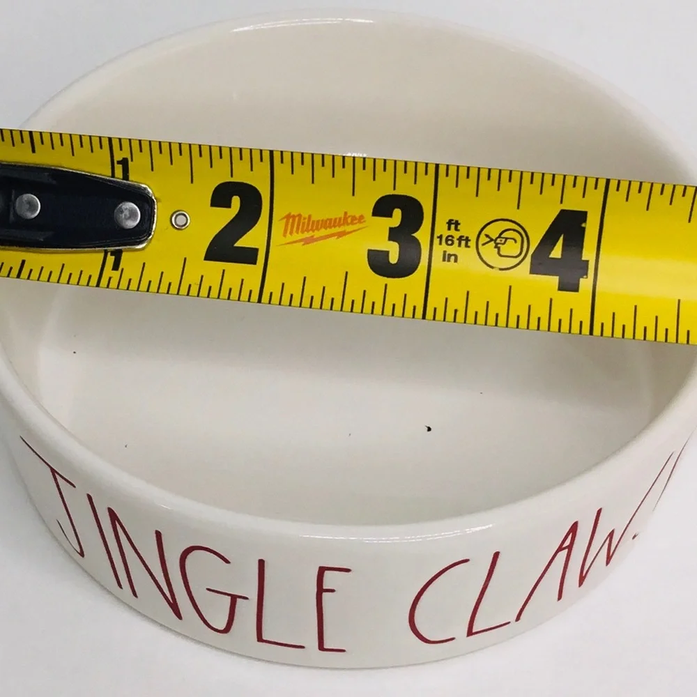 New Rae Dunn Christmas “JINGLE CLAWS” Water Or Food Bowl